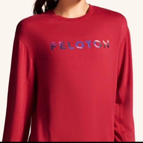 Peloton Sweatshirt Modern Side Slit Weekender Top XXL Comfy Red Oversized - Picture 1 of 5